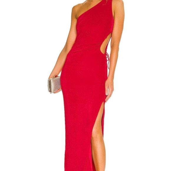 NWT Showpo red maxi dress with slit and cutout // Size Small - Picture 3 of 4